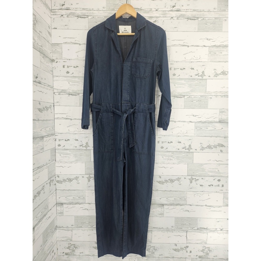 &Denim Women Blue Long Sleeve Utility Boiler Suit Jumpsuit Size 2 US